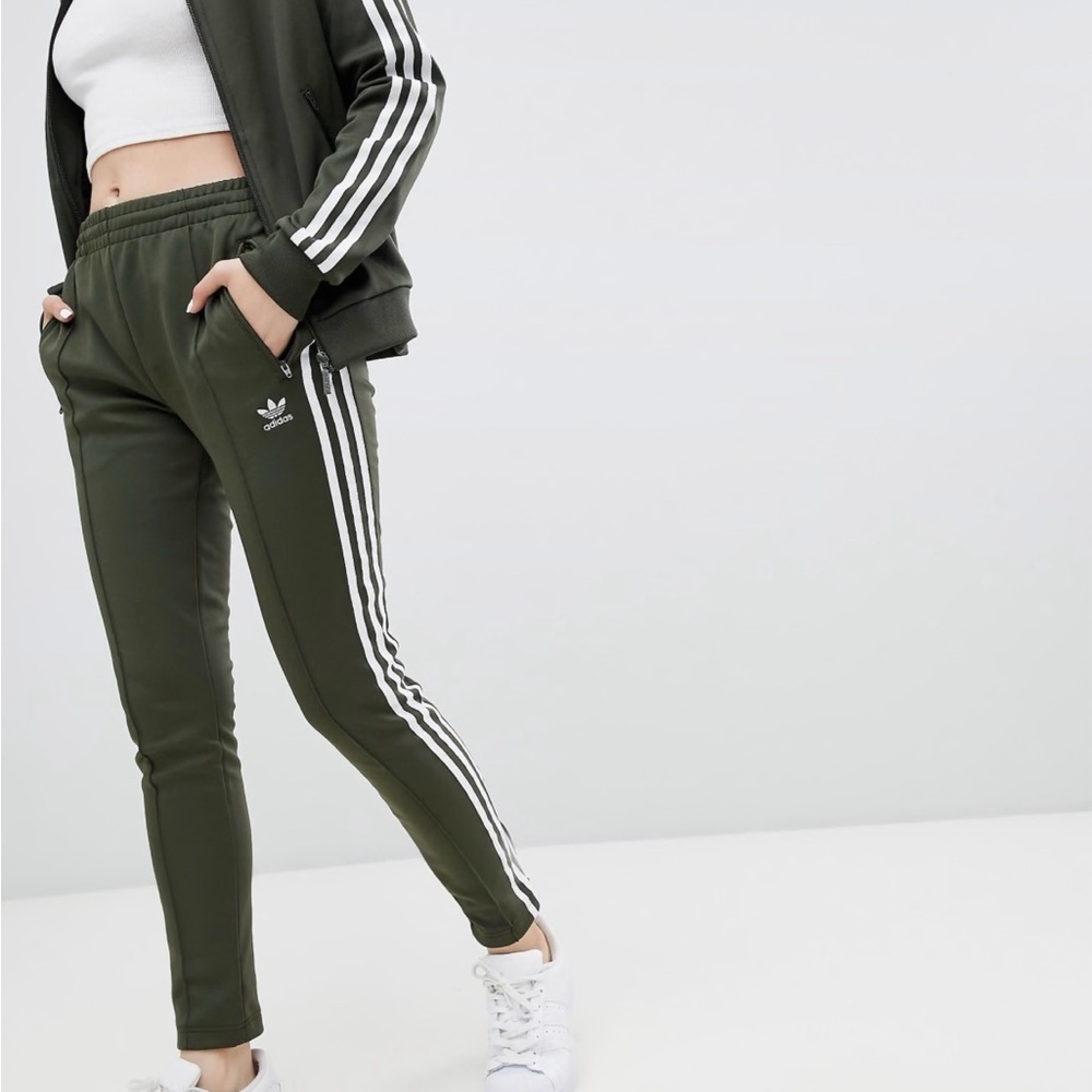 adidas Olive Track Pants set with White Stripes - Picture 3 of 8